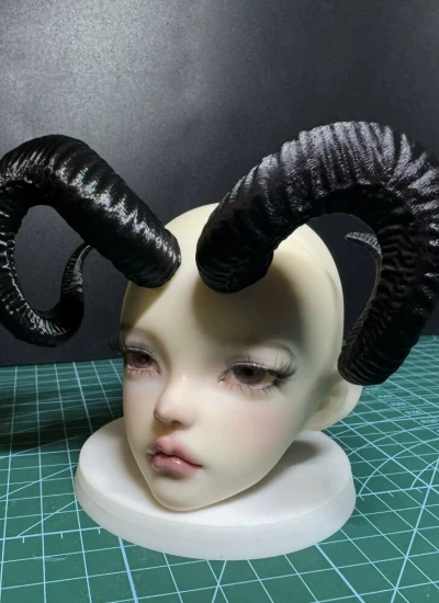 ドール用羊角 3Dプリント ブラック ID75/SDサイズ用 球体関節人形 BJDDOLL