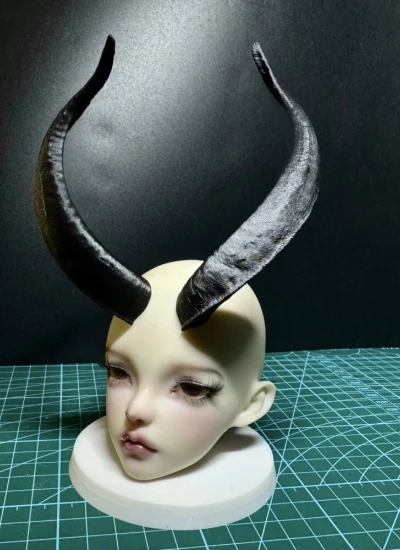 ドール用羊角 3Dプリント ブラック ID75/SDサイズ用 球体関節人形 BJDDOLL