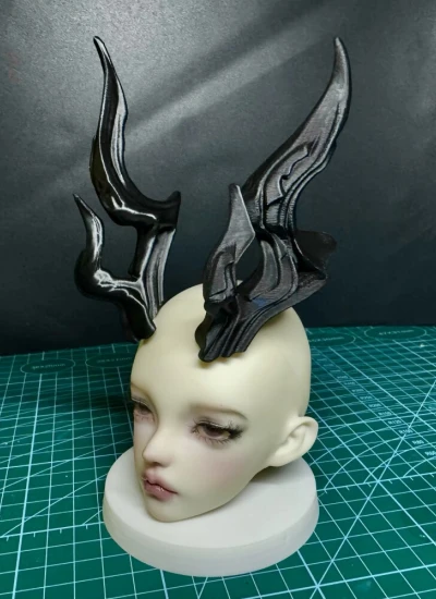 ドール用龍角 3Dプリント ブラック ID75/SDサイズ用 球体関節人形 BJDDOLL