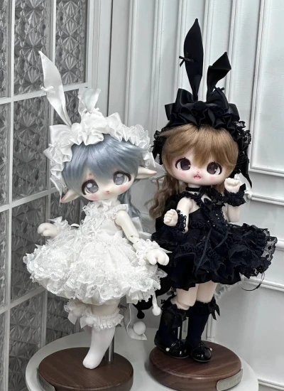 ドール用衣装セット 【祈り兎】ブラック ホワイト 通常YOSD/太いYOSDサイズ用 球体関節人形用 BJD 【眠眠兔来信】