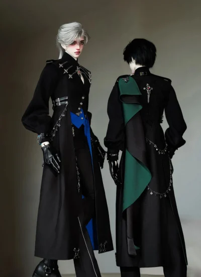 ドール用服 【聖礼の余燼】 衣装セット ブラック ホワイト グリーン レッド  ID75/AM77サイズ 球体関節人形用 BJDDOLL