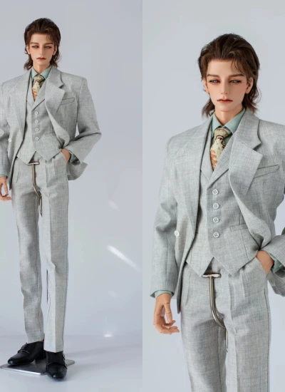 ドール用服 スーツセット ベージュグレー 男の子用 SOOMID75/YC76/YC77/AM77/75cmサイズ 球体関節人形用 BJD用