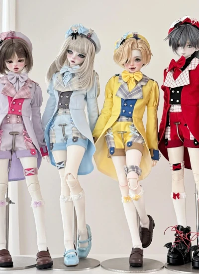 期間限定 ドール用服《虹色巡演日》衣装セット パープル/ブルー/イエロー/レッド 男の子用 MSD 1/4サイズ人形用 球体関節人形用 BJD用【困困鼠的小窝】