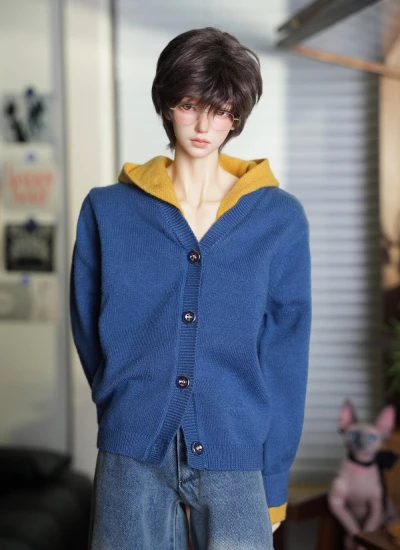 ドール用服 セーター カディガン ブルー ピンク カーキ ダークグレー 75サイズ用 男の子用 球体関節人形 BJDDOLL