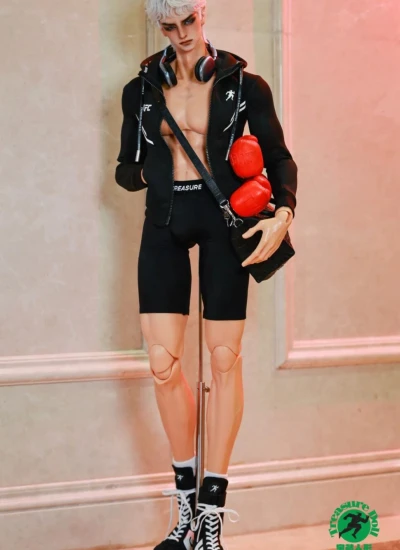 ドール用服 ボクシングトレーニングウェアセット 上着+パンツ ブラック 75/77/78cm級サイズ通用 球体関節人形用 BJD用