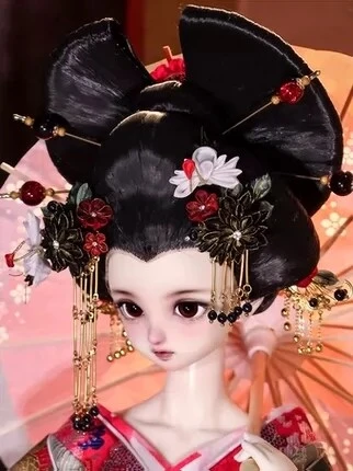 ドール用髪飾り 和風 小物 レッド 花魁 簪セット 単品 MSD/SD/70cmサイズ人形用 BJD