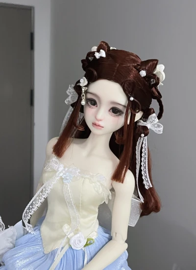 ドール用ウィッグ  ブラウン 軽古風 おろし髪   YOSD/MSD/小顔SD/SDサイズ用 BJD用