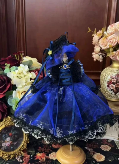 ドール用服 洋服 ワンピース 髪飾り付きブルー 女の子用 15cm/20cm/40cm/Blythe/YOSD/MSD/SDサイズ人形用