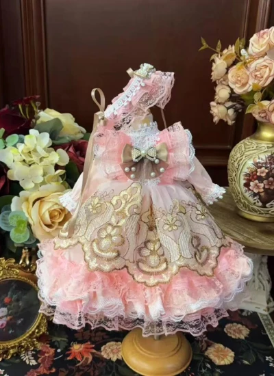ドール用服 洋服 ワンピース 髪飾り付き ピンク 女の子用 15cm/20cm/40cm/Blythe/YOSD/MSD/SDサイズ人形用