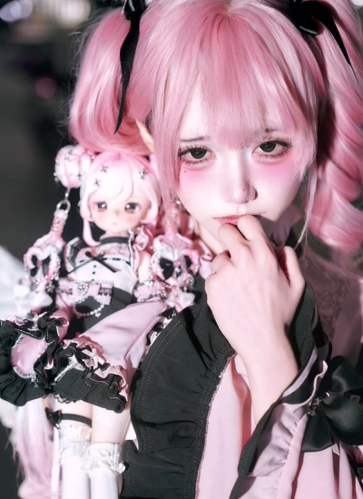 BJDドール用服 親子服 lolitaドレス女用【珀尔心颂】ピンク ブルー