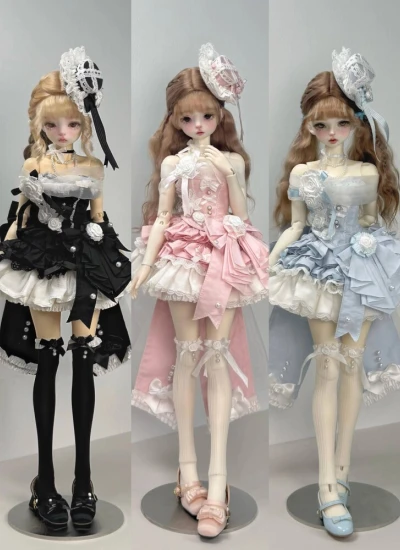 ドール用服 【蔷薇晚宴】ドレス ブルー ピンク ブラック MSDサイズ用 BJD用