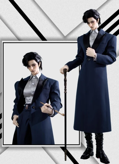 期間限定 ドール用服 ロングスーツ【玄曜】衣装セット 男の子用 ブラック ダークブルー レッド 70cm/75cm/ID75/DZ75/LS77/YC77/AM77サイズ 球体関節人形用 BJD用