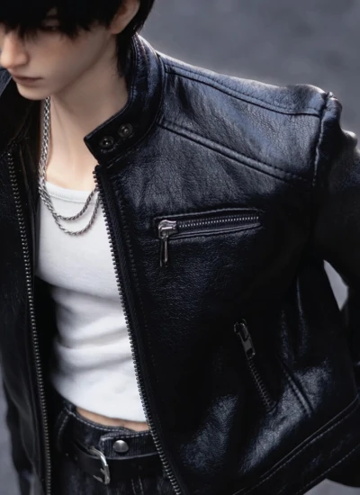 BJDドール用服 レーザー ジャケット コート 上着 ブラック 75/77サイズ人形用【Stormire】