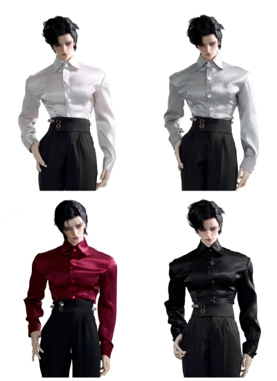 期間限定 ドール用服【玄曜】シャツ 単品 男の子用 ブラック ホワイト シルバー レッド 70cm/75cm/ID75/DZ75/LS77/YC77/AM77サイズ 球体関節人形用 BJD用