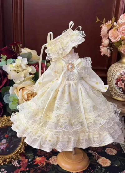 ドール用服 洋服 ワンピース 髪飾り付き イェロー 女の子用 15cm/20cm/40cm/Blythe/YOSD/MSD/SDサイズ人形用