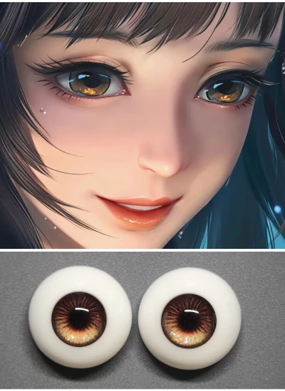 ドール用アイ 樹脂＋石膏アイ 西施のBJD化アイ ブラウン 【RY2】 8mm/10mm/12mm/14mm/16mm/18mm BJD用
