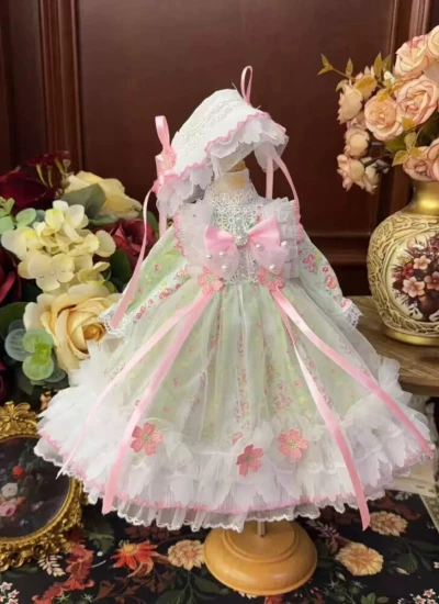 ドール用服 洋服 ワンピース 髪飾り付き グリーン 女の子用 15cm/20cm/40cm/Blythe/YOSD/MSD/SDサイズ人形用