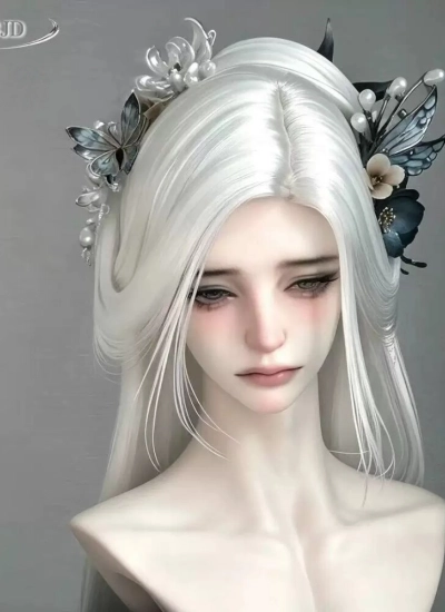 ドール用ウィッグ 古代風 ロングヘアー ストレート 柔らかい高温糸 ホワイト YOSD/MSD/SDサイズ人形用 BJD人形用【スタイリングなし】