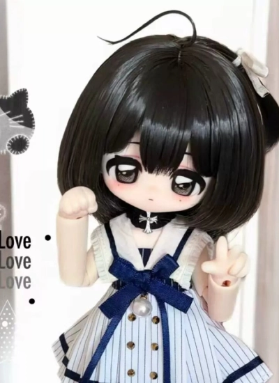 ドール用ウィッグ ショートヘアー ストレート 前髪 高温糸 ブラック YOSD/MSD/SDサイズ人形用 BJD/MDD通用【スタイリングなし】