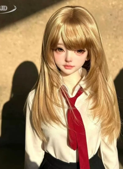 ドール用ウィッグ ロングヘアー ストレート 前髪 ミルクゴールド ハイレイヤーウィッグ 柔らかい高温糸 YOSD/MSD/SDサイズ人形用 BJD人形用