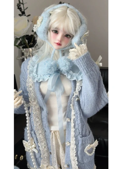ドール用セーター カディガン ドレス ブルー ピンク ベージュ ブラック ホワイト 【少女の祈り】62/68/71cmサイズ用 球体関節人形用 BJD用