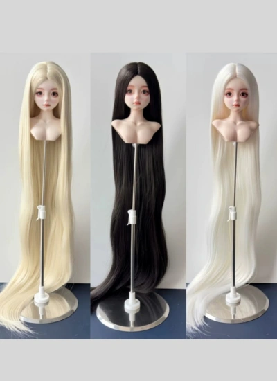 ドール用ウィッグ ロングヘアー ストレート 中分 柔らかい高温糸 60cm 超長髪 ブラック ホワイト ゴールド YOSD/MSD/SDサイズ人形用 BJD