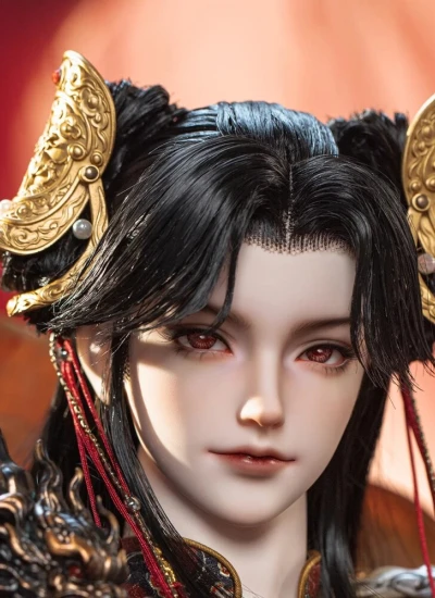 ドール用ウィッグ ブラック+髪飾り 「寰宇神笺シリーズ・哪吒三太子」 球体関節人形 BJD
