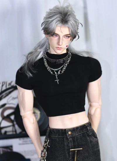 BJD Clothes A539 Slim-fit Half Neck Waist-baring Short Sleeve T-shirt for 1/4 1/3 SD10 Popo68 70cm Loongsoul73 ID75 Size Ball-jointed Doll