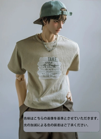 ドール用服 プリント半袖Tシャツ 豆グリーン YC77/ID75/Loongsoul73/POPO68/SD男の子/SD10女の子/1/4サイズ 球体関節人形用 BJD用 A541