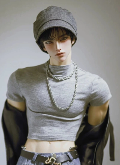BJD Clothes A539 Slim-fit Half Neck Waist-baring Short Sleeve T-shirt for 1/4 1/3 SD10 Popo68 70cm Loongsoul73 ID75 Size Ball-jointed Doll