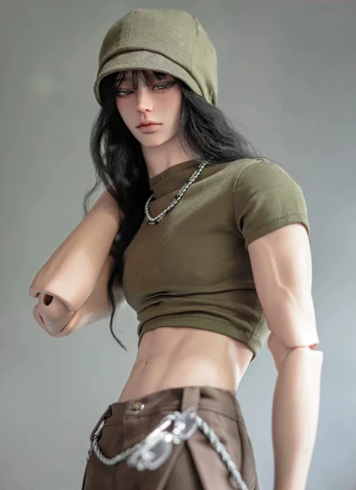 BJD Clothes A539 Slim-fit Half Neck Waist-baring Short Sleeve T-shirt for 1/4 1/3 SD10 Popo68 70cm Loongsoul73 ID75 Size Ball-jointed Doll