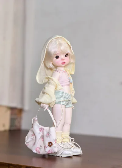 ドール用服 上下セット イェロー 女の子用 通常1/6、小1/6 サイズ人形通用 BJD用