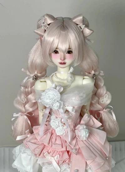 ドール用ウィッグ 100 ピンク ホワイト SD/小顔SD/MSDサイズ用 BJD用