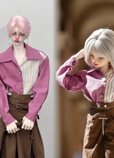ドール用服 コンビカラーパープル シャツ ズボン MSD/70/ID75サイズ 球体関節人形用 BJD用