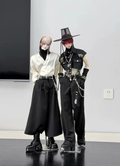 ドール用服 ズボン シャツ ブラック 75/77サイズ用 球体関節人形用 BJD用