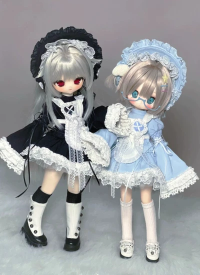 即納在庫 ドール用服 メイド服【仆仆蛇】スカートタイプ グレー/ブルー/ホワイト/ブラック YOSD 1/6サイズ 球体関節人形用 BJD