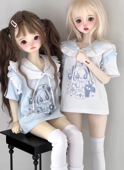 ドール用服 Ｔシャツ ブラック ブルー ホワイト MSDサイズ通用  BJD用【XIMI】