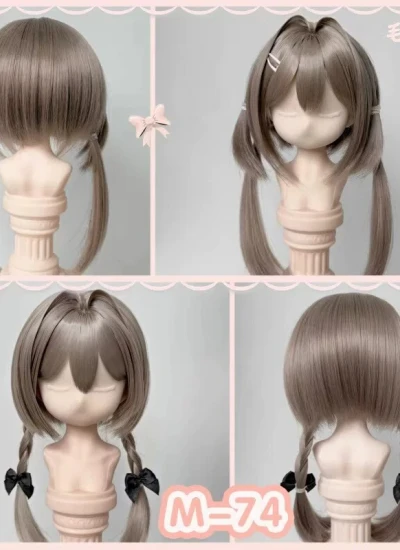 ドール用ウィッグ ロングヘアー 【M-74】ツインテール/三つ編み 手作業アレンジ スタイリングウィッグ MSD/SDサイズ 女の子用 球体関節人形用 BJD
