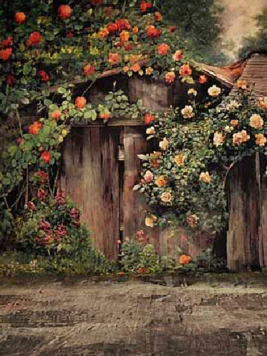 人形アイテム 人形用撮影背景の布 薔薇の園