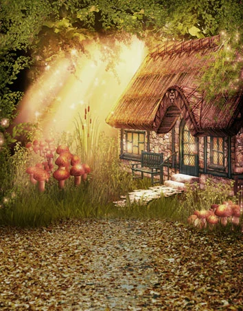 人形アイテム 人形用撮影背景の幕 y2620 草ぶきの小屋