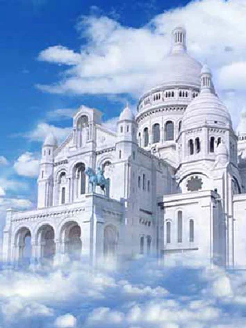 人形アイテム 人形用撮影背景の布 天空の宮殿 5509