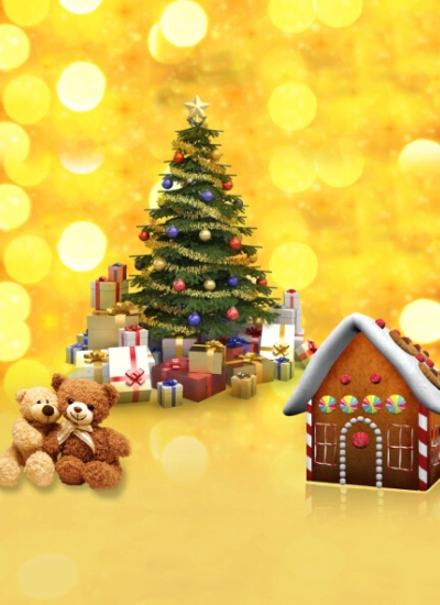 人形アイテム 人形用撮影背景の幕　y5947　クリスマス　黄色