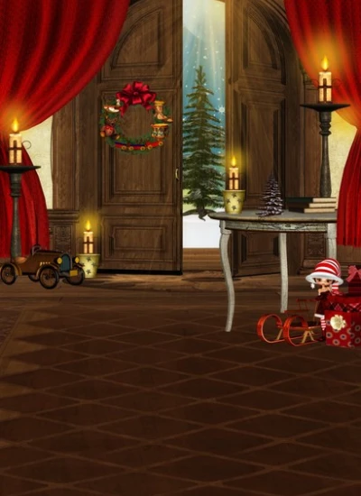 人形アイテム 人形用撮影背景の幕　y5934　クリスマスの夜