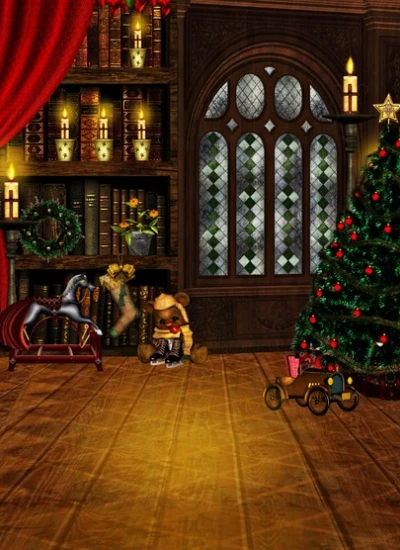 人形アイテム 人形用撮影背景の幕　y5935　クリスマス