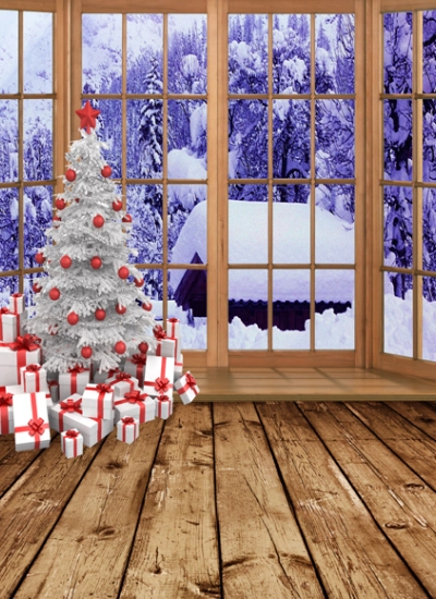 人形アイテム 人形用撮影背景の幕　y5896　クリスマス　紫色松木