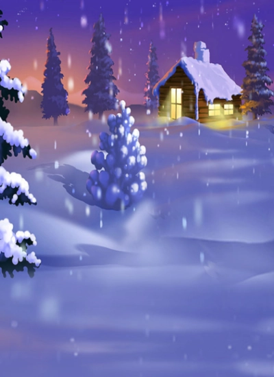 人形アイテム 人形用撮影背景の幕　y3085　クリスマス　雪降っている夜