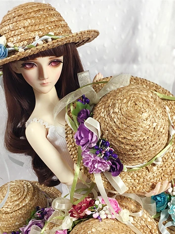 ドール用 SD/SD16サイズ用 麦わら帽子 紫/赤/青