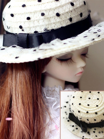 ドール用 SDサイズ用 麦わら帽子 レス 波点