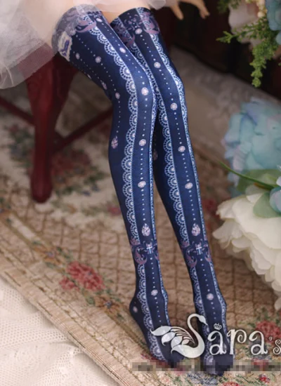 ドール靴下 SD/DDサイズ人形通用 ネイビー色 水晶