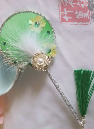 ドール用 撮影道具 アイテム うちわ SDサイズ人形通用 グリーン 碧枝